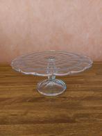 Vintage glazen taartschaal op voet 28 cm doorsnede, Ophalen
