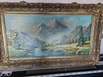 Tableau ancien – Paysage de montagne avec lac, Ophalen