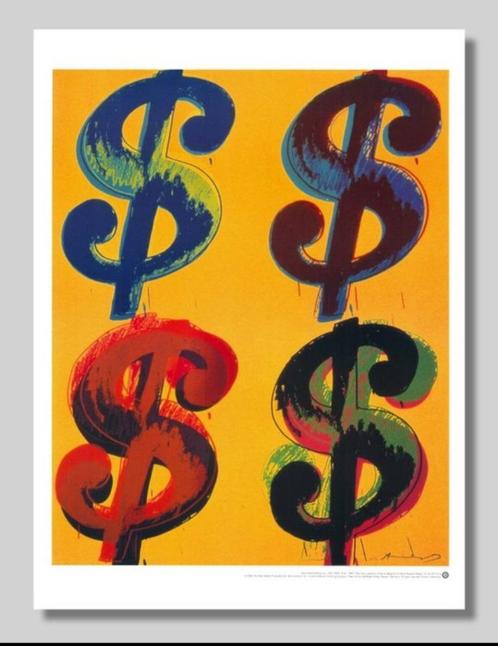 Andy Warhol - " 4 $" - Geautoriseerde Offsetlithografie., Antiquités & Art, Art | Lithographies & Sérigraphies, Enlèvement ou Envoi