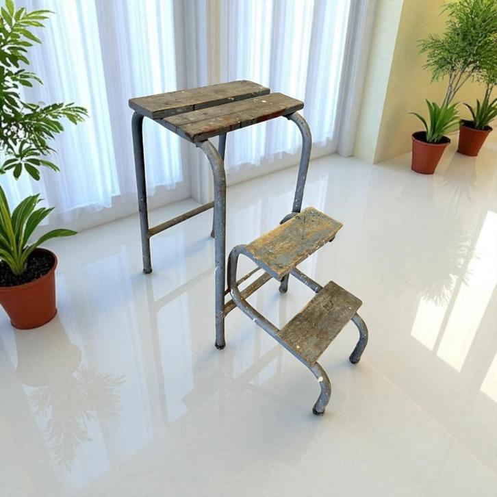 Escalier/escabeau de cuisine industriel vintage, Antiquités & Art, Antiquités | Autres Antiquités, Enlèvement ou Envoi