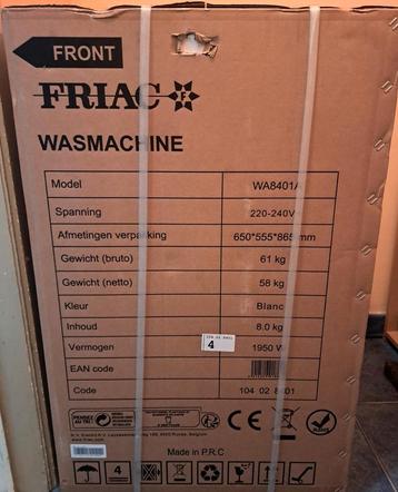 NIEUW!! FRIAC WASMACHINE A, TYPE: WA8401A, ONGEOPEND!, Enlèvement, Neuf