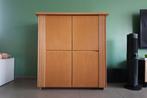 Bar/TV-kast in massief beuk, Huis en Inrichting, Kasten |Televisiemeubels, Ophalen, Gebruikt, 100 tot 150 cm, Glas