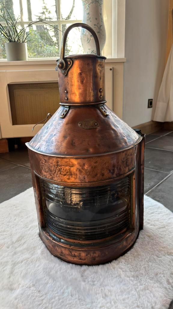 Prachtige ‘William Harvie & co’ Antieke koperen scheepslamp, Verzamelen, Scheepvaart, Gebruikt, Ophalen