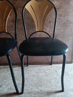 stoelen (2 stuks) met lederen zitting, Maison & Meubles, Chaises, Cuir, Comme neuf, Noir, Modern