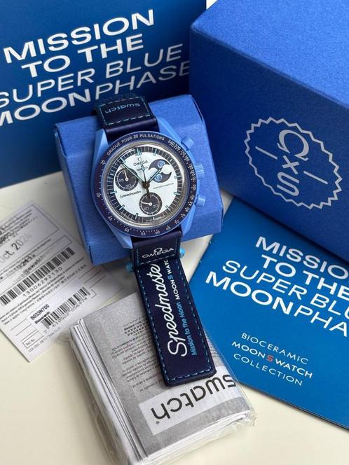 Omega X Swatch-missie naar The Super Blue Moonphase Moonwatc, Handtassen en Accessoires, Horloges | Heren, Nieuw, Polshorloge