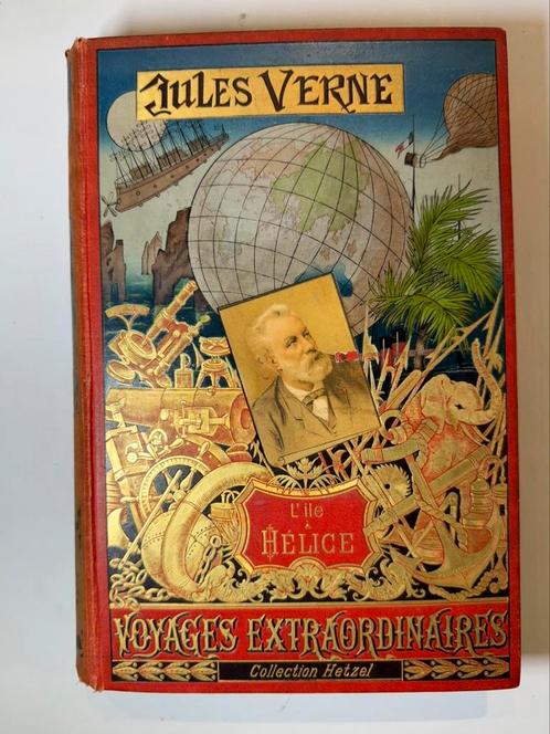 ZELDZAAM Jules Verne “L’île à Hélice” - Collection Hetzel, Antiek en Kunst, Antiek | Boeken en Manuscripten, Ophalen of Verzenden