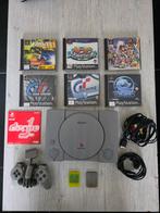 Playstation 1 + manette + 2 memory cards + 6 jeux, Ophalen of Verzenden, Gebruikt, Met 1 controller, Met games