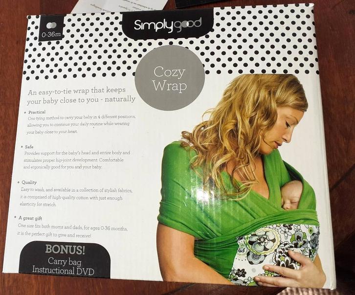 Baby draagdoek Simplygood Cozy wrap grijs, Kinderen en Baby's, Babydragers en Draagdoeken, Nieuw, Draagdoek, Buik, Rug of Zij