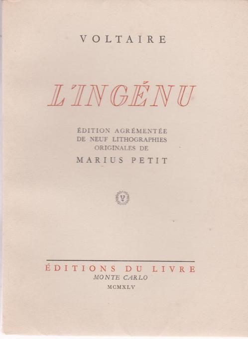 VOLTAIRE - L'INGÉNU - 9 lithographies de Marius Petit - 1945, Boeken, Literatuur, Nieuw, België, Ophalen of Verzenden