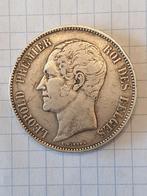 5 frank Zilverstuk leopold 1 blootshoofds 1865 zie beschrijv, Postzegels en Munten, Zilver, Ophalen of Verzenden, Zilver, Losse munt