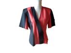 (20) - veste femme t.42 noire rouge, Ophalen of Verzenden, Zo goed als nieuw, Maat 42/44 (L), Rood