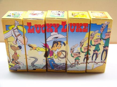 Lucky Luke 5 mini puzzles - reclame uitgave van Fristi, Verzamelen, Stripfiguren, Zo goed als nieuw, Overige typen, Overige figuren