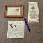 2 tegels met kattengedichten en 1 aquarel met kat, Ophalen of Verzenden