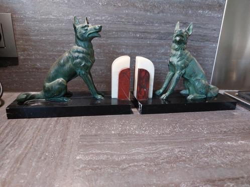 Art deco boekensteunen marmer met herdershonden, Antiek en Kunst, Curiosa en Brocante, Ophalen of Verzenden
