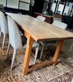 Eiken tafel met 4 stoelen, Huis en Inrichting, Ophalen, Gebruikt, Eikenhout, 200 cm of meer