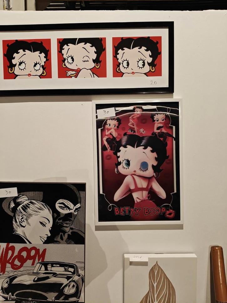 Afbeeldingen in kader - Betty boob, comic, toy story, Antiek en Kunst, Kunst | Schilderijen | Modern, Ophalen