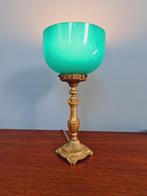 Tafellamp in verguld brons en groene opaline, Antiek en Kunst, Ophalen of Verzenden