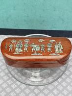 Vintage houten brillenkistje parelmoer inleg Chinees ambacht, Antiek en Kunst, Ophalen of Verzenden