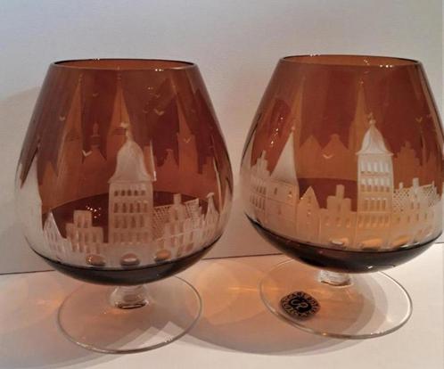 2 verres en cristal de cognac très spéciaux. CARL RÖTTER., Antiquités & Art, Antiquités | Verre & Cristal, Enlèvement ou Envoi