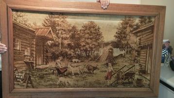Oud stoffen schilderij / kader beschikbaar voor biedingen