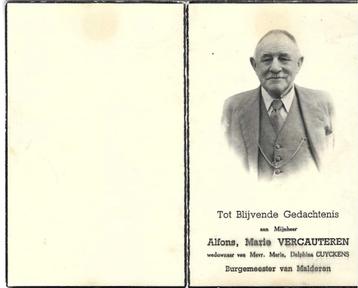 Alfons M Vercauteren 1869-1952 Burgemeester van Malderen beschikbaar voor biedingen