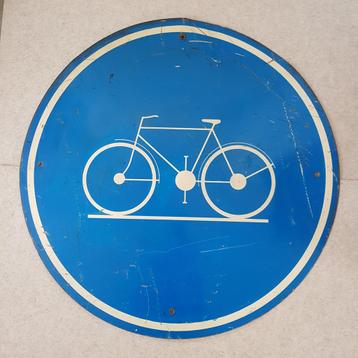 Fietspad verkeersbord in metaal Ø 70 cm, Antiek en Kunst, Ophalen of Verzenden