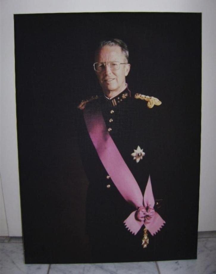 Statieportret >> ZKH KONING BOUDEWIJN << dig-print op canvas, Verzamelen, Koningshuis en Royalty, Nieuw, Kaart, Foto of Prent