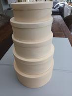 Houten ronde opbergdozen 5 st, Ophalen of Verzenden, Nieuw