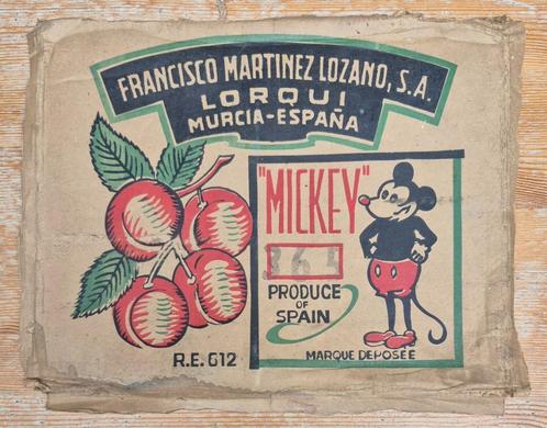 Mickey Mouse pub abrikozen Lozano PLV vintage Disney, Verzamelen, Disney, Gebruikt, Overige typen, Mickey Mouse, Ophalen of Verzenden