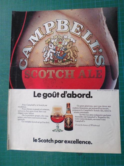 Campbell's Scotch Ale - publicité papier - 1981, Verzamelen, Merken en Reclamevoorwerpen, Gebruikt, Overige typen, Ophalen of Verzenden