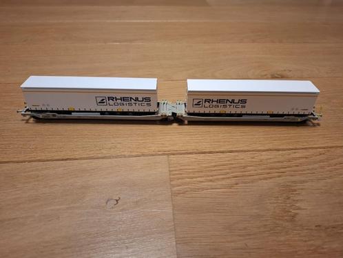 Rocky-Rail 90332 - wagon articulé + semi-remorques Rhenus, Hobby en Vrije tijd, Modeltreinen | H0, Zo goed als nieuw, Wagon, Overige merken