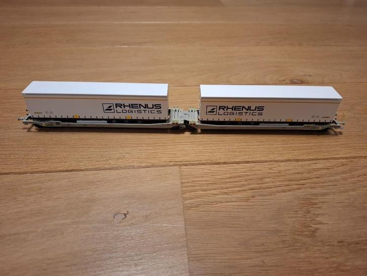 Rocky-Rail 90332 - wagon articulé + semi-remorques Rhenus, Hobby en Vrije tijd, Modeltreinen | H0, Zo goed als nieuw, Wagon, Overige merken
