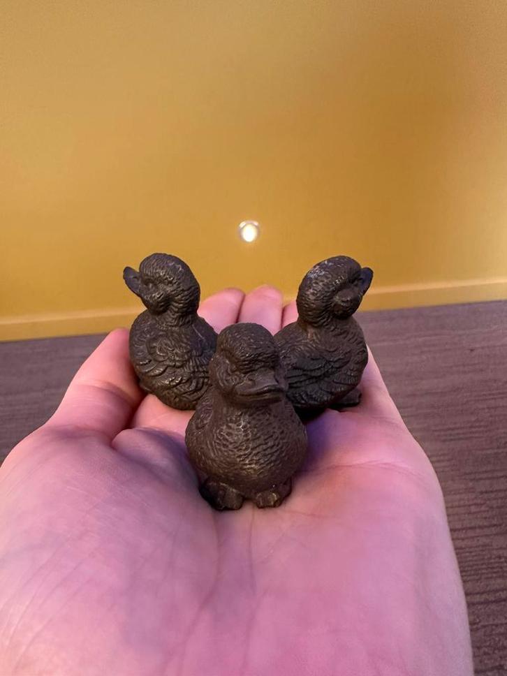 Trio eendjes in gepatineerd brons, Verzamelen, Beelden en Beeldjes, Ophalen of Verzenden