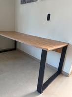 Bureau houtlook blad met antraciet ijzeren poten, Huis en Inrichting, Bureaus, Ophalen, Gebruikt, Bureau