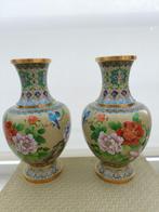 Cloisonne vaas koppel, antiek kopere vazen, Chinese vintage, Antiek en Kunst, Ophalen