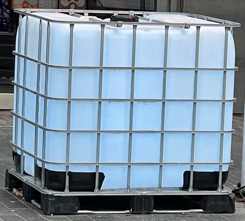 Cuve Ibc 1000l + palette+cage (aussi dispo en noir, 600,300l, Jardin & Terrasse, Barils de pluie, Comme neuf, Métal