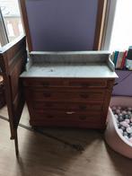 Commode a tiroir avec miroir et marbre, Maison & Meubles, Armoires | Commodes, 3 ou 4 tiroirs, Enlèvement, Utilisé, Chêne