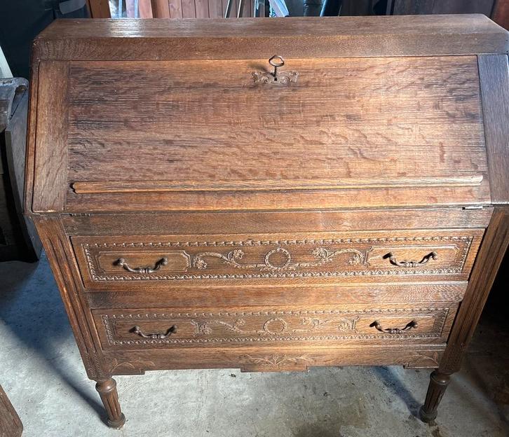 Louis XVI secretaresse van massief eikenhout, Huis en Inrichting, Kasten | Secretaires, Zo goed als nieuw, Ophalen