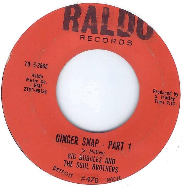 Big Bubbles And The Soul Brothers – Ginger Snap Part 1 & 2, Cd's en Dvd's, Vinyl Singles, Zo goed als nieuw, Single, R&B en Soul