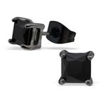 Boucles d'oreilles acier plaqué noir avec zircones - 5 mm, Bijoux, Sacs & Beauté, Boucles d'oreilles, Enlèvement ou Envoi, Noir