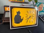 Klok Zwarte kat met verlichting te koop, Ophalen of Verzenden, Zo goed als nieuw