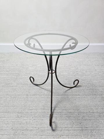 Table (x2) d’appoint en fer forgé et verre - années 1980, Enlèvement ou Envoi