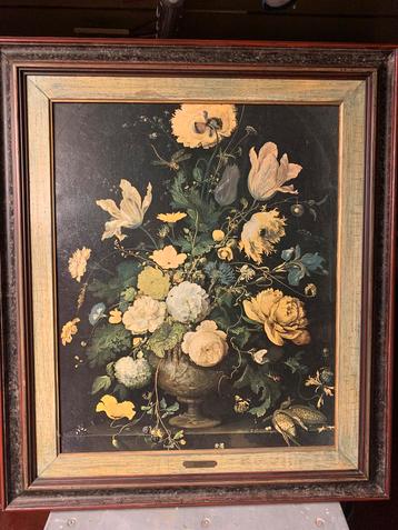 Schilderij , bloemen in vaas