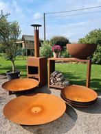 Vuurschaal in cortenstaal - vuurhaard - houtopslag, Tuin en Terras, Ophalen, Zo goed als nieuw