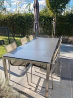 Jati & kebon tuintafel + 6 stoelen (stainless steel), Tuin en Terras, Tuintafels, Ophalen, Gebruikt