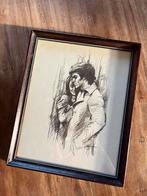 Tekening koppel, Antiek en Kunst, Ophalen