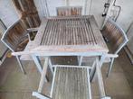 Tuintafeltje met 4 stoelen, Tuin en Terras, Ophalen, Gebruikt, Vierkant