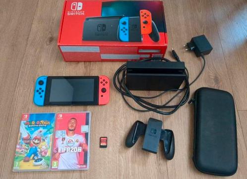 Nintendo Switch V2 spelcomputer complete set Z.G.A.N., Games en Spelcomputers, Spelcomputers | Nintendo Switch, Zo goed als nieuw