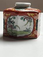 antiek XIX CHINESE porselein famille verte theebus zeshoekig, Ophalen of Verzenden