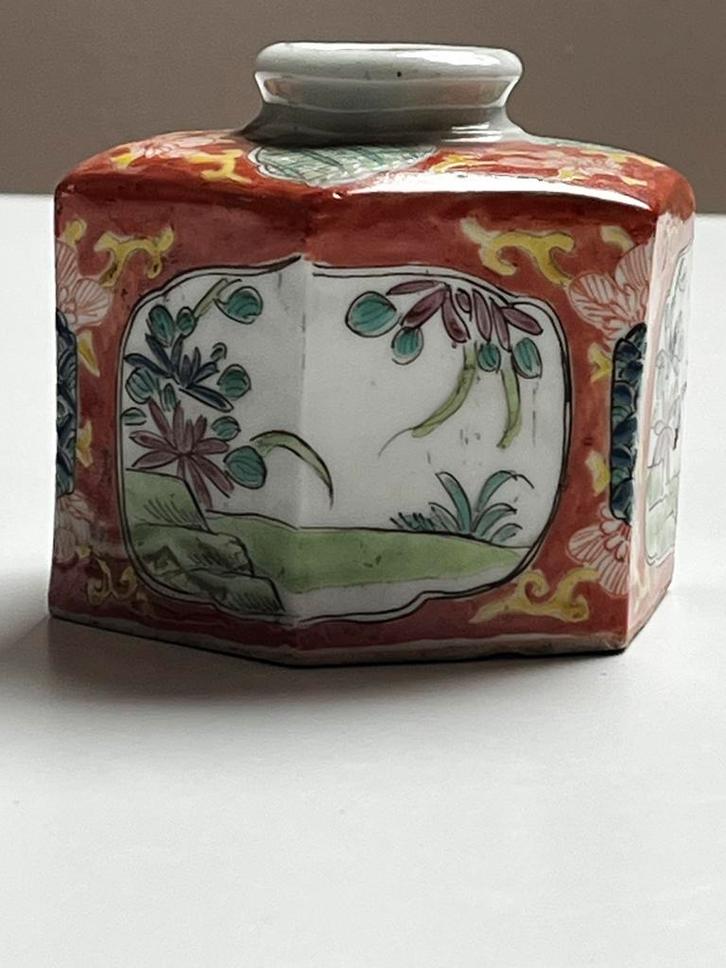 antiek XIX CHINESE porselein famille verte theebus zeshoekig, Antiek en Kunst, Antiek | Porselein, Ophalen of Verzenden